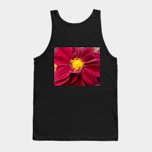 Dimensional Red Radiance of the Dahlia Tank Top